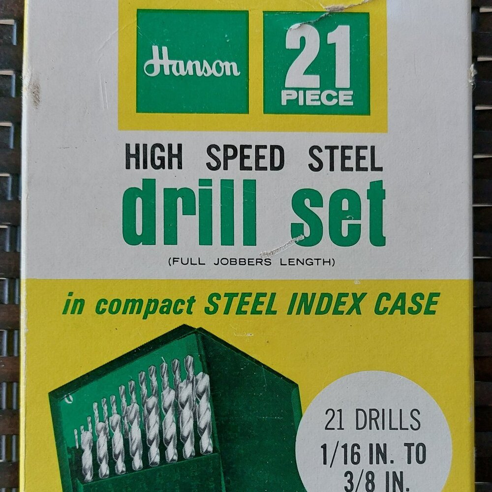 Vintage Hanson 21 Piece High Speed Drill Set in original package